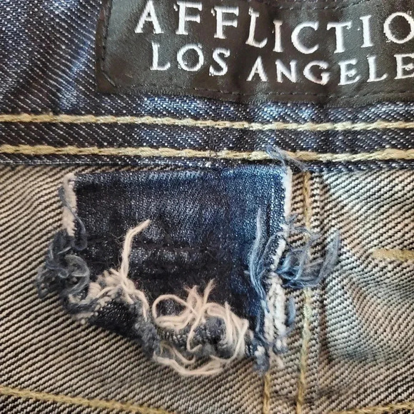 Affliction Los Angeles Men's 32x31 Ace Slim Straight Leg Distressed Jeans - Picture 11 of 12